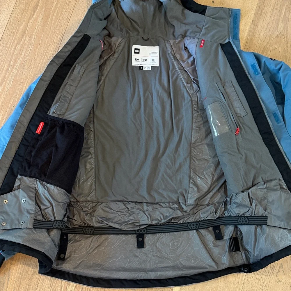 686 Men's Blue, Gray & Black Hooded Snow Board/Ski Jacket